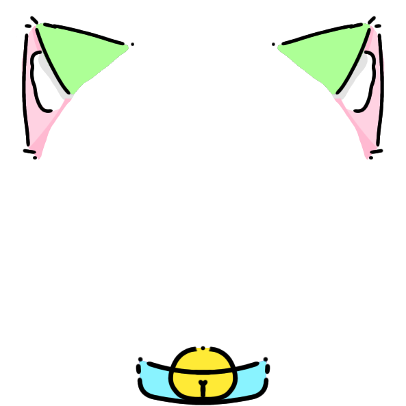 cyan collar green cat ears Decoration